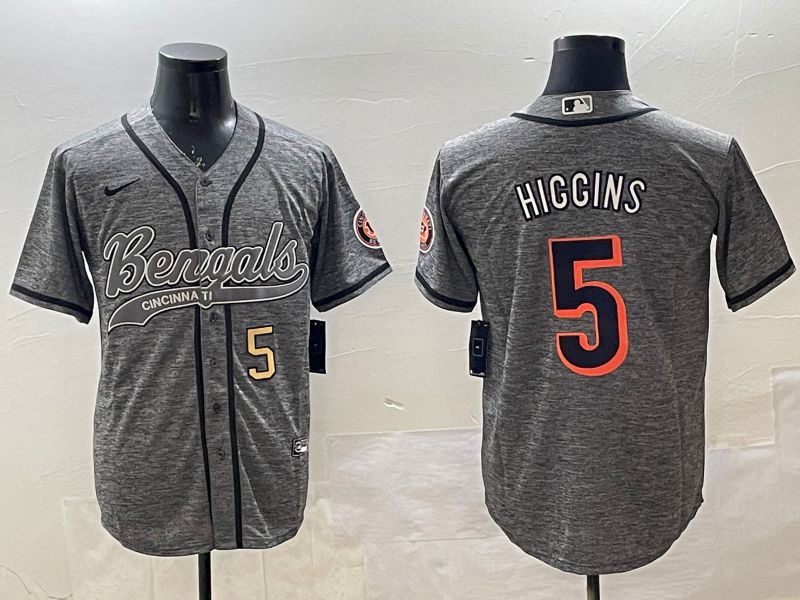 Men Cincinnati Bengals #5 Hiccins Grey Joint Name 2025 Nike Limited NFL Jersey style 6->cincinnati bengals->NFL Jersey